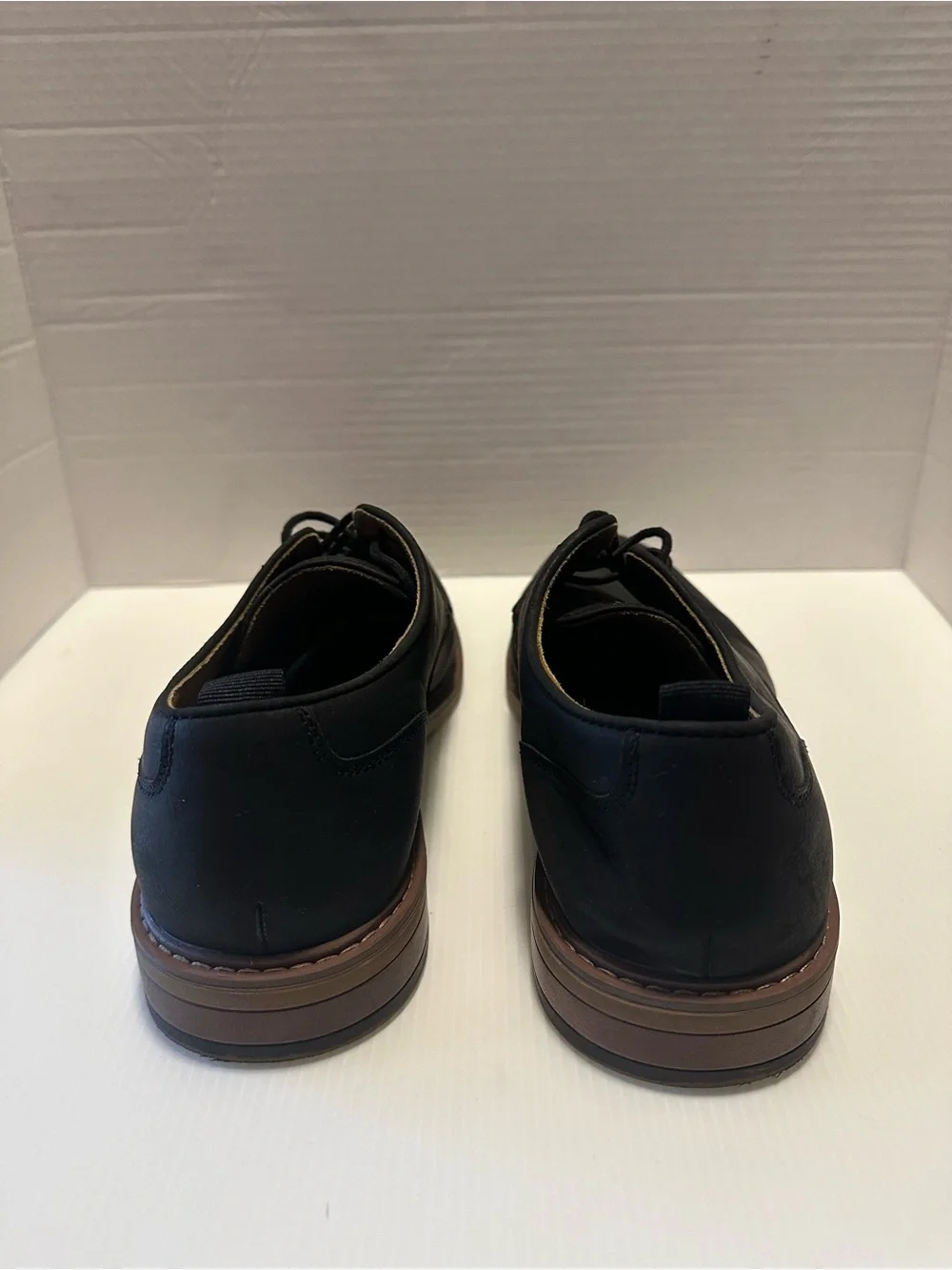 Steve Madden Black Derby Shoes with Brown Welt